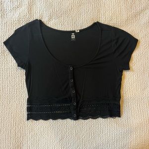 PacSun black lace trim crop top